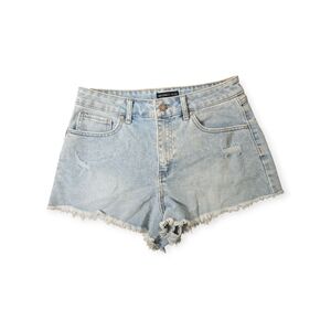 Sincerely Jules Cut-Off Distressed Denim Jean Shorts 7/28 Light Wash High Rise